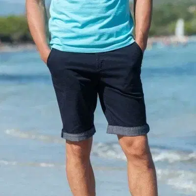 Bermudy s ohrnutím chambray