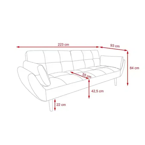 Rozkládací sofa Thalia, šedá