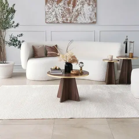 Konferenční stolek Mushroom - Gold, Walnut v2