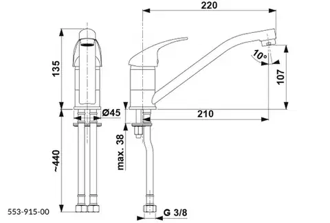 KFA BARYT dřezová baterie, chrom 553-915-00
