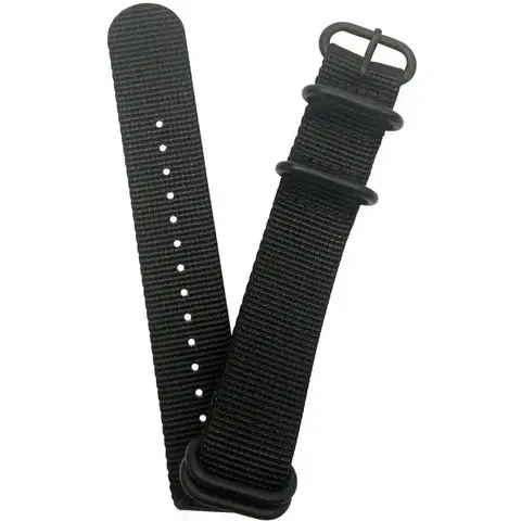 NATO ZULU řemínek černý 22 mm (černá spona) - 22 mm