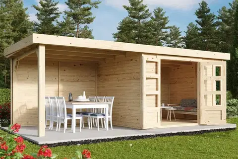 Dřevěný zahradní domek KERKO 5 s přístavkem 240 Lanitplast