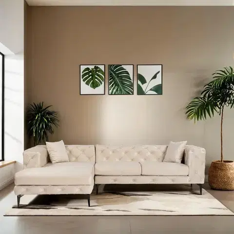 Rohová sedací souprava Como Eco Left - Beige, Black