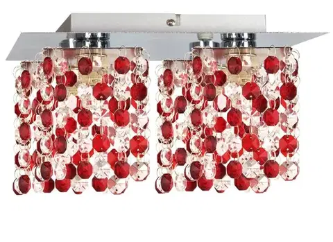 Stropní lampa chrom/červené krystaly 4xG9 Classic