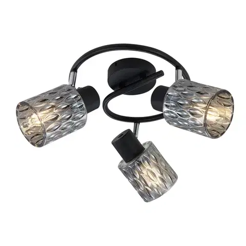 Stropní lampa Bill Spiral černá 3x40W E27 kouřové stínidlo
