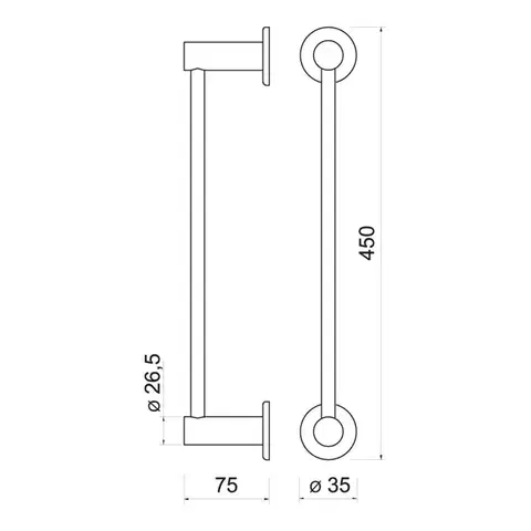 NOVASERVIS Držák ručníků SMILE 450 mm, gun metal ASM07GM