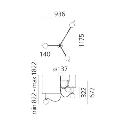 Artemide závěsné svítidlo nh S3 14, 3x E14, max 3x5 W, 220-240 V