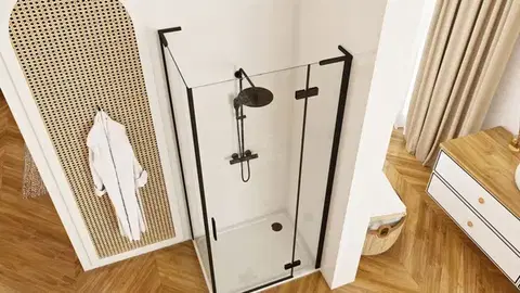 REA/S Sprchová kabina Hugo Black 100x80 KPL-45224