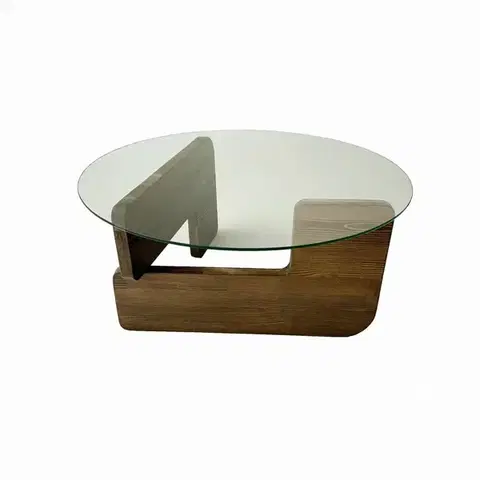 Konferenční stolek Mia - Walnut, Transparent