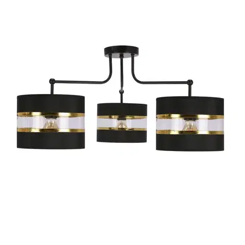 Závěsná lampa Andy černá, e27, stínidlo černé+zlaté