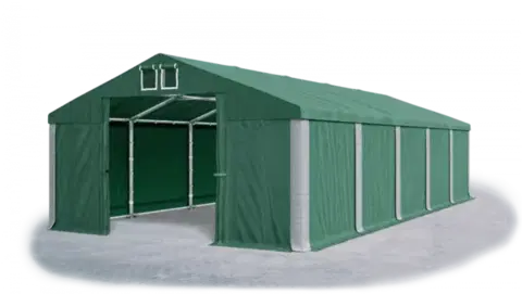 Skladový stan 5x10x2,5m střecha PVC 560g/m2 boky PVC 500g/m2 konstrukce ZIMA PLUS Zelená Zelená Šedá