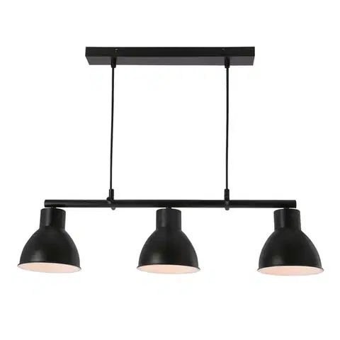 INEZZ 3x60W E27 černá závěsná lampa, moderní stropní svítidlo se třemi stínidly do obývacího pokoje, jídelny nebo kuchyně, loftový a industriální styl