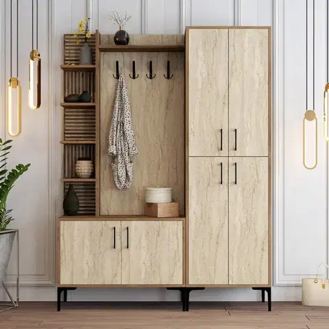 Předsíňová stěna Viyana Da - Walnut, Travertine