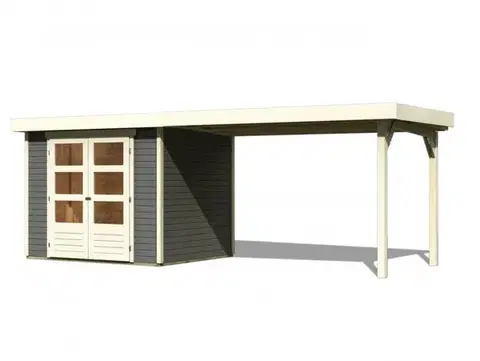 Dřevěný zahradní domek s přístavkem 528 x 238 cm Dekorhome