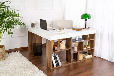 Hanah Home Psací stůl VESPER ořech, bílá