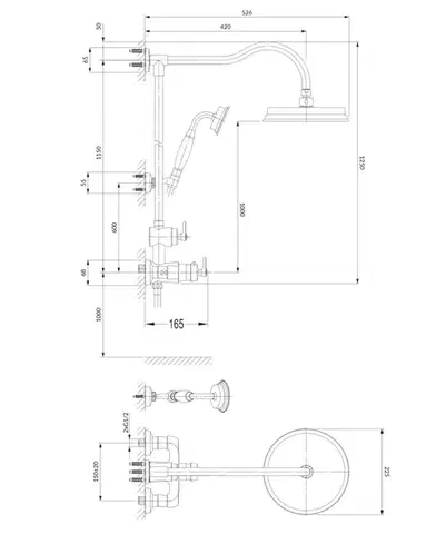 OMNIRES ARMANCE sprchový sloup měď retro /ORB/ AM5244ORB