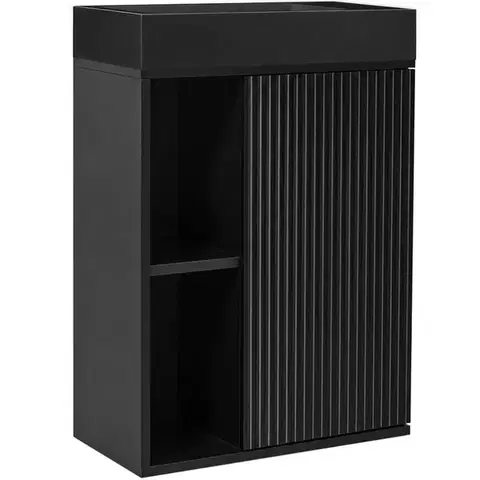CERANO Umyvadlová skříňka pro WC Sofia černá matná + umyvadlo z lit. mramoru Sofia černá matná 50x70x25  CER-278762