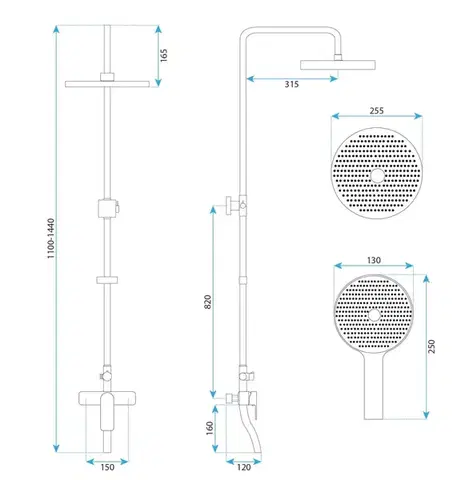 REA Sprchový set s baterií 150mm BLOOM zlatá REA-P9528