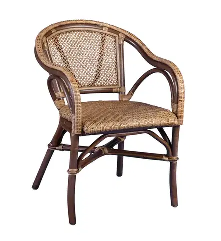 Estila Stylová ratanová jídelní zahradní židle Bistro v hnědé barvě 80 cm