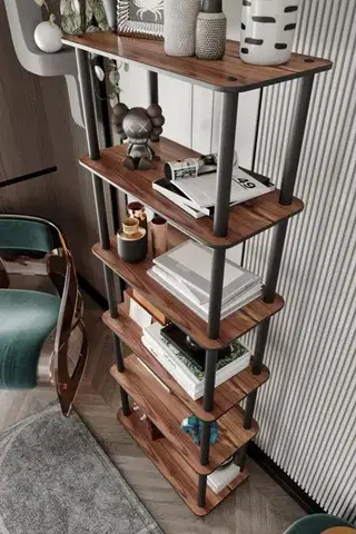 Knihovna Bookcase 6 Rect - Walnut