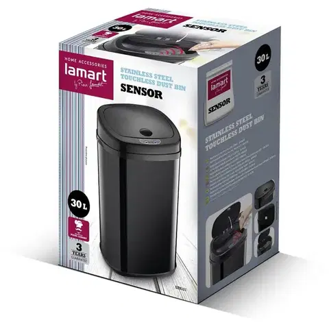 Lamart LT8111 Bezdotykový koš Sensor 30 l, černá, 30 l