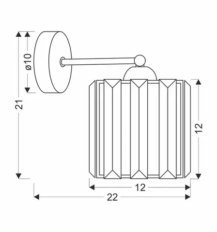 Nástěnná lampa Glassia Lamp černá 1X40 E27 černé stínidlo + čiré krystaly