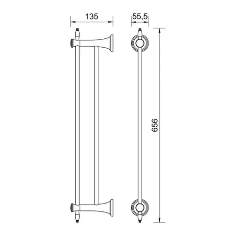 NOVASERVIS Dvojitý držák ručníků ANTICA 600 mm, bronz AAI10BR