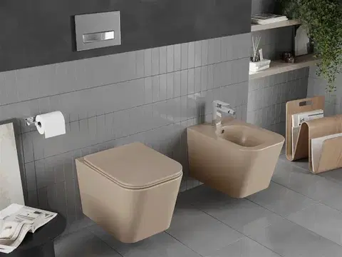 MEXEN Teo Závěsná WC mísa včetně sedátka s slow-slim, duroplast, cappuccino mat 30854064