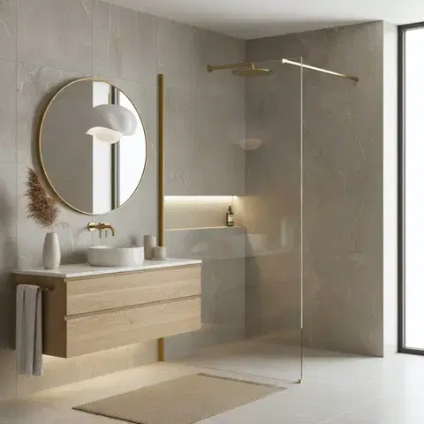 REA/S Sprchová zástěna Flexi Transparent / Brush Gold 100 KPL-K99262
