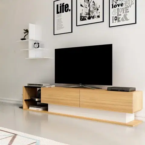 TV stěna / Sestava pod TV Liza - Teak, White