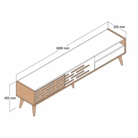 TV stolek Valensiya - Walnut, White, Marble
