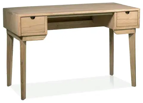 Estila Designový skandinávský pracovní stůl Bergen hnědé barvy z masivního dřeva mindi se dvěma šuplíky 120 cm