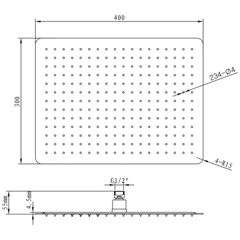 SAPHO SLIM hlavová sprcha, 400x300, nerez lesk MS585