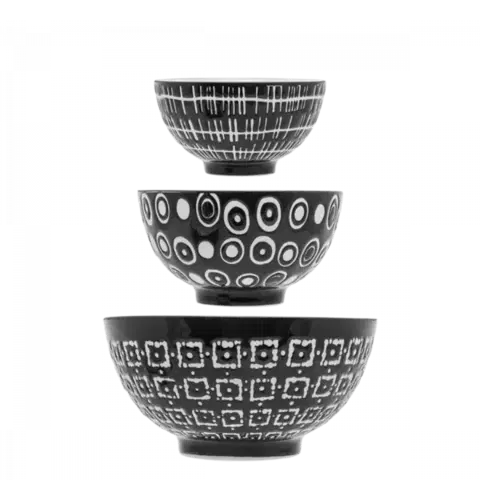 Set misek na cereálie 3 ks - Basic Dots Black - 490831