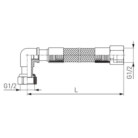 NOVASERVIS Plynová připojovací hadice s kolínkem 1/2" MM-1m WGK1000