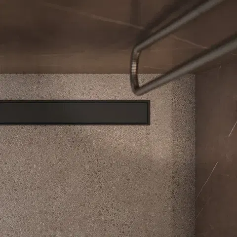 OMNIRES LOWFIX lineární sprchový odtok s pevnou mřížkou, 80 cm černá /BLH/ LOWFIX80GBL