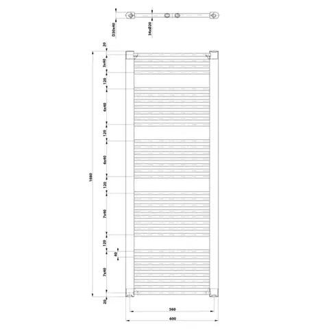 AQUALINE DIRECT otopné těleso s bočním připojením 600x1680 bílá ILR66T