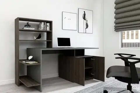 Psací stůl Melis - Walnut, Anthracite