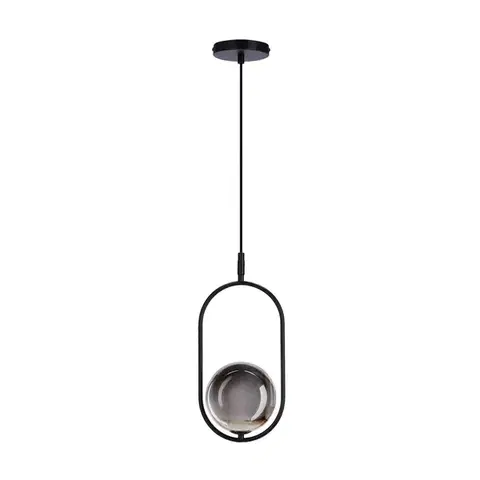 Elegantní závěsná lampa CORDEL - černá s grafitovým kulovým stínidlem - moderní osvětlení do obývacího pokoje a koupelny 1x G9 LED