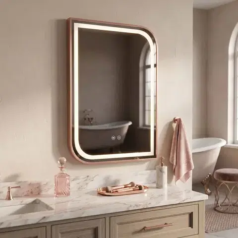 REA Zrcadlo LED ZONE 70x50  BRUSH  ROSE GOLD HOM-00304