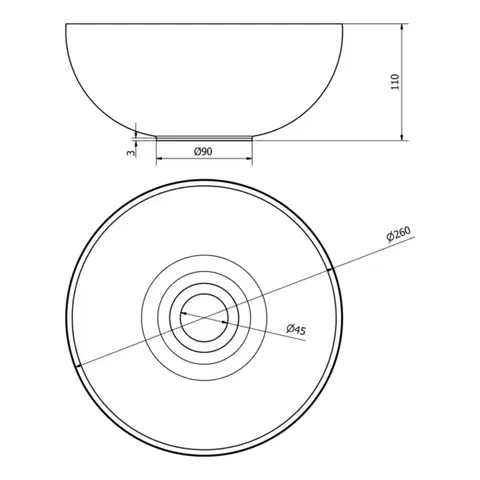 SAPHO MINOR betonové umývátko na desku, Ø 26cm, antracit mat MR26016