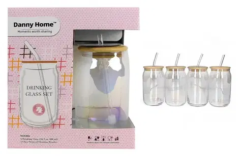 PROHOME - Sklenice s víčkem 480ml 4ks