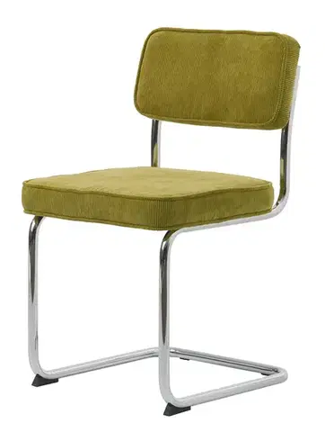 Estila Jídelní židle Bente, zelený manšestr, chrom