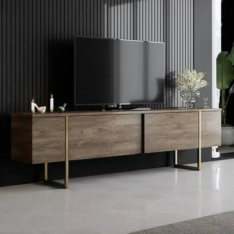 Televizní stolek Luxe Walnut and Gold