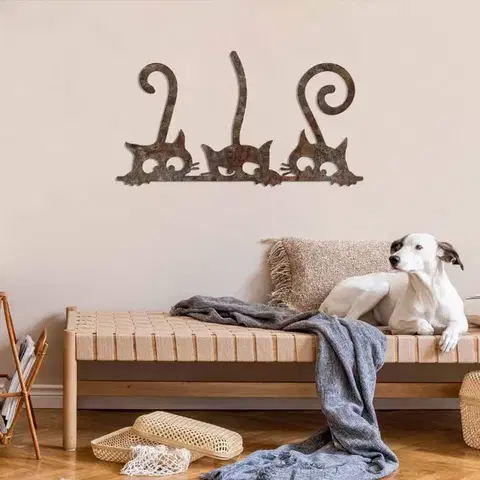 Dekorativní kovový doplněk na zeď Rusty Cats 1