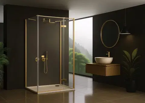 REA/S Sprchový kout Atlas 90x80 Brush Gold vlevo KPL-K4770