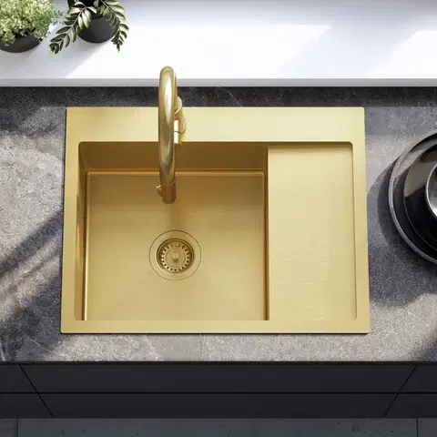 REA Ocelový dřez Fin BRUSH GOLD ZLE-06013