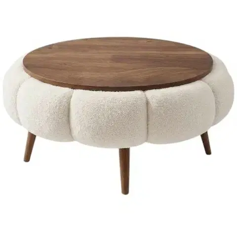Odkládací čalouněný stolek Daisy 60 White Walnut