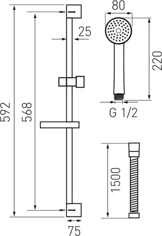 NOVASERVIS Sprchová souprava chrom KIT869,0