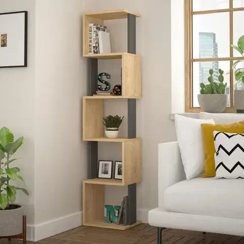 Knihovna Piri - Sonoma Oak, Anthracite